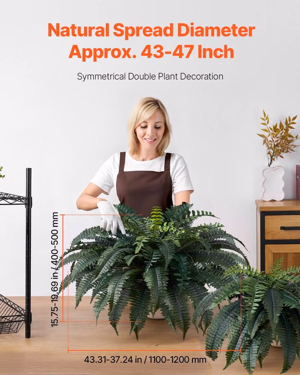 VEVOR Lifelike Large Hanging Artificial Ferns in Green – 2