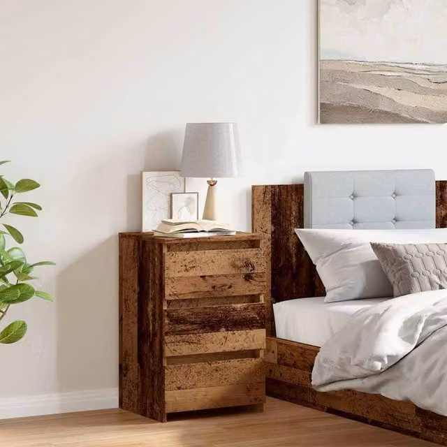 Berkfield Home Elegant Bedside Cabinet in Brown Old Wood, W/D/H: 40 x 35 x 62.5 cm