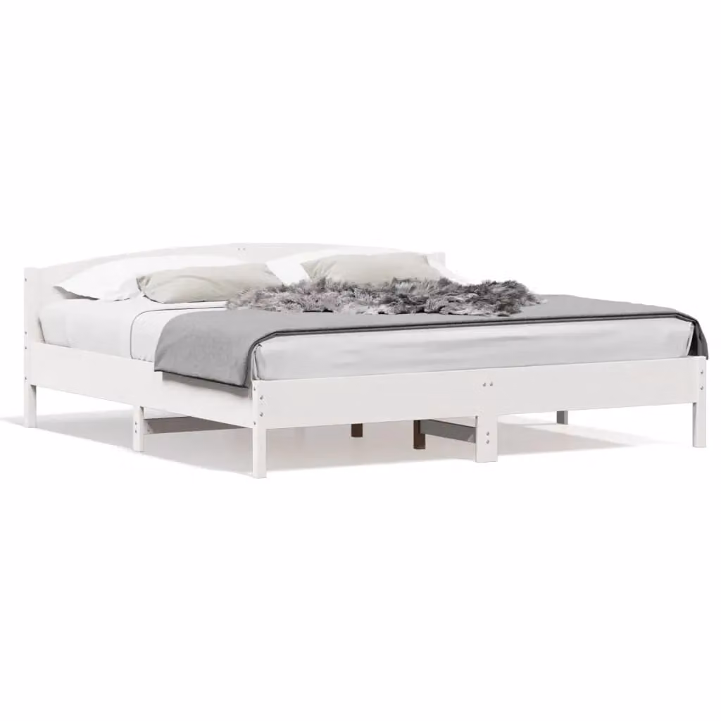 Berkfield Home Super King Solid Wood Pine Bed Frame, White, W/D/H: 180 x 200 cm – 2