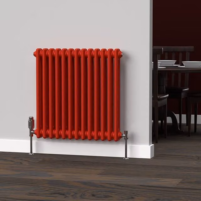 Lux Heat Horizontal Column Radiator in Red, 2 Column, W: 60.5 cm, H: 60 cm