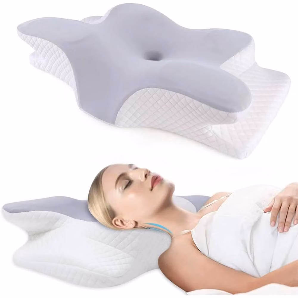 FLAVORA Ergonomic Memory Foam Cot Pillow in Grey – 2