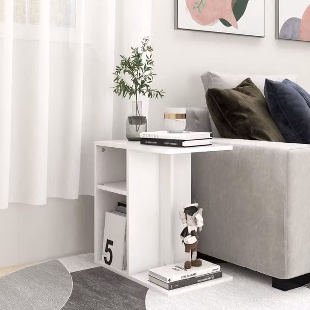 Berkfield Home White Modern Side Table in Engineered Wood W/D/H: 50 x 30 x 50 cm – 1