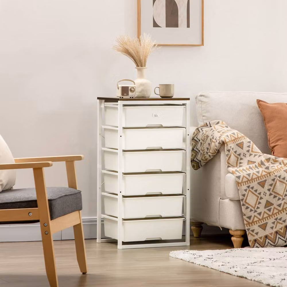 STILVORA White Chest of Drawers with 6 Drawers and Metal Frame – 2