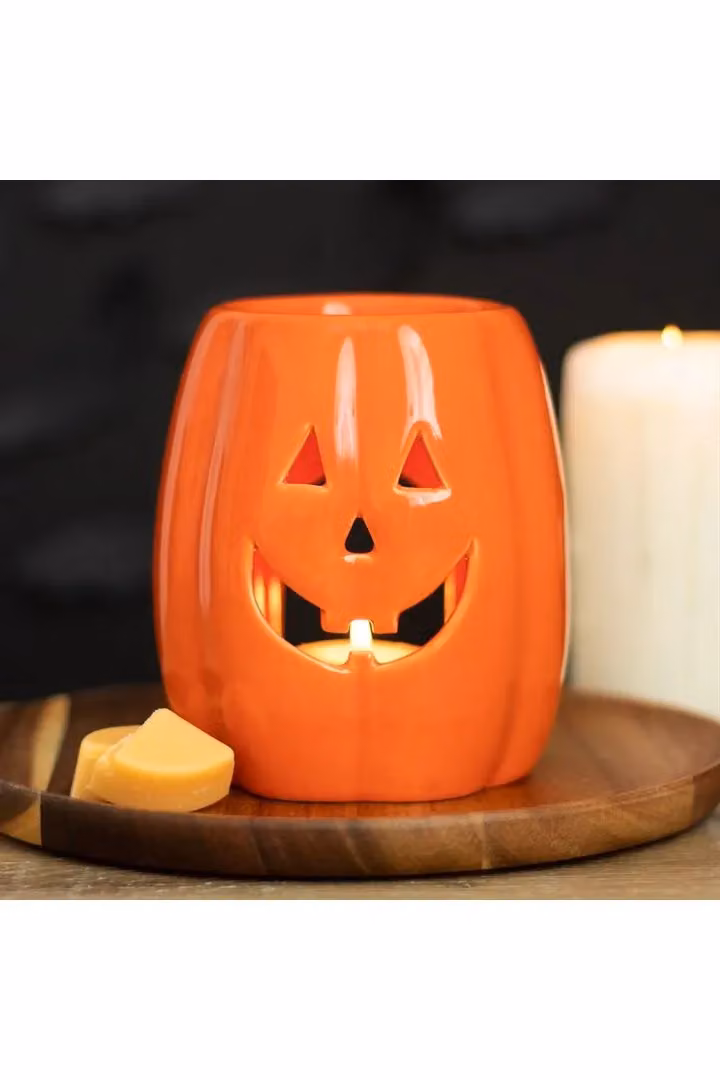 KDMD Jack-o'-Lantern Ceramic Oil Burner and Wax Warmer in Orange – 3