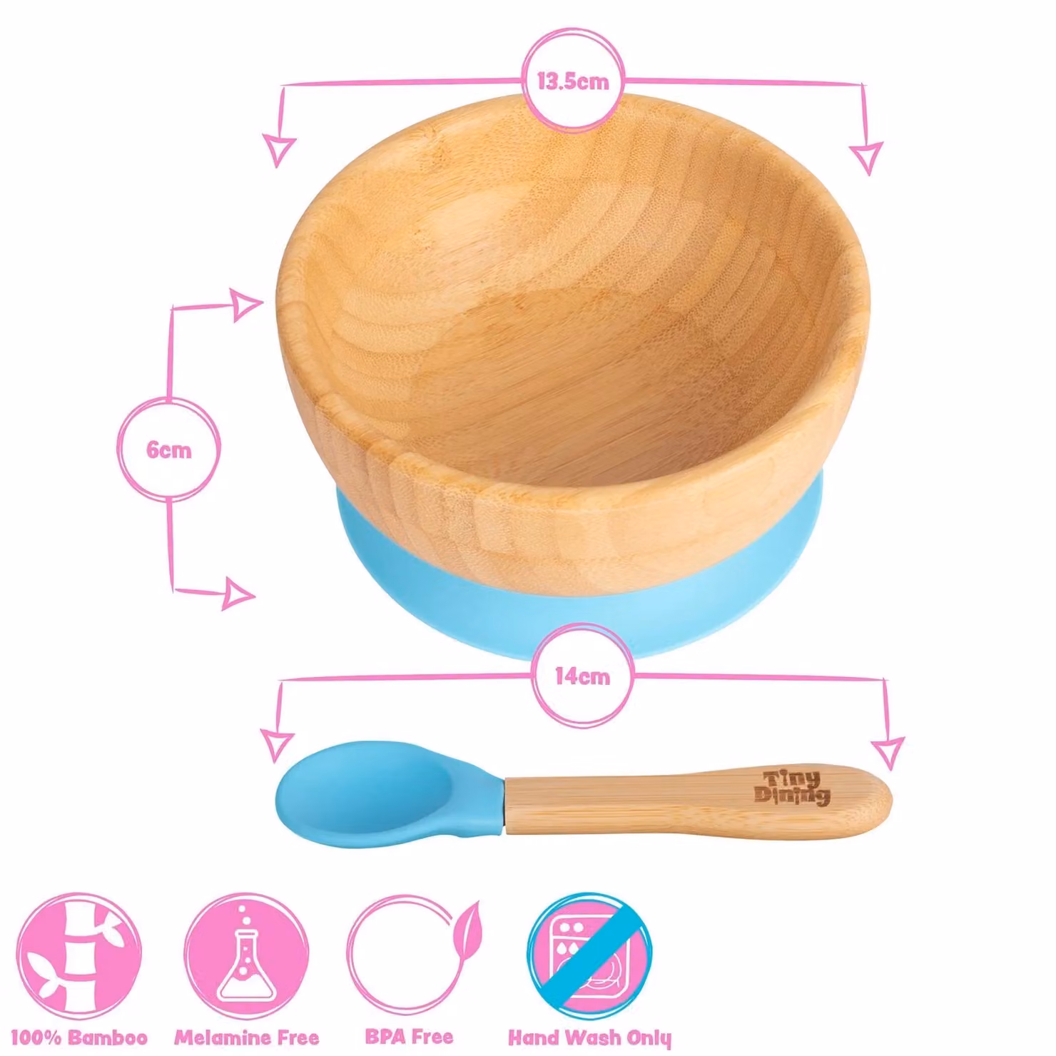 Tiny Dining Bamboo Baby Suction Cereal Bowl and Spoon Set in Red – 2