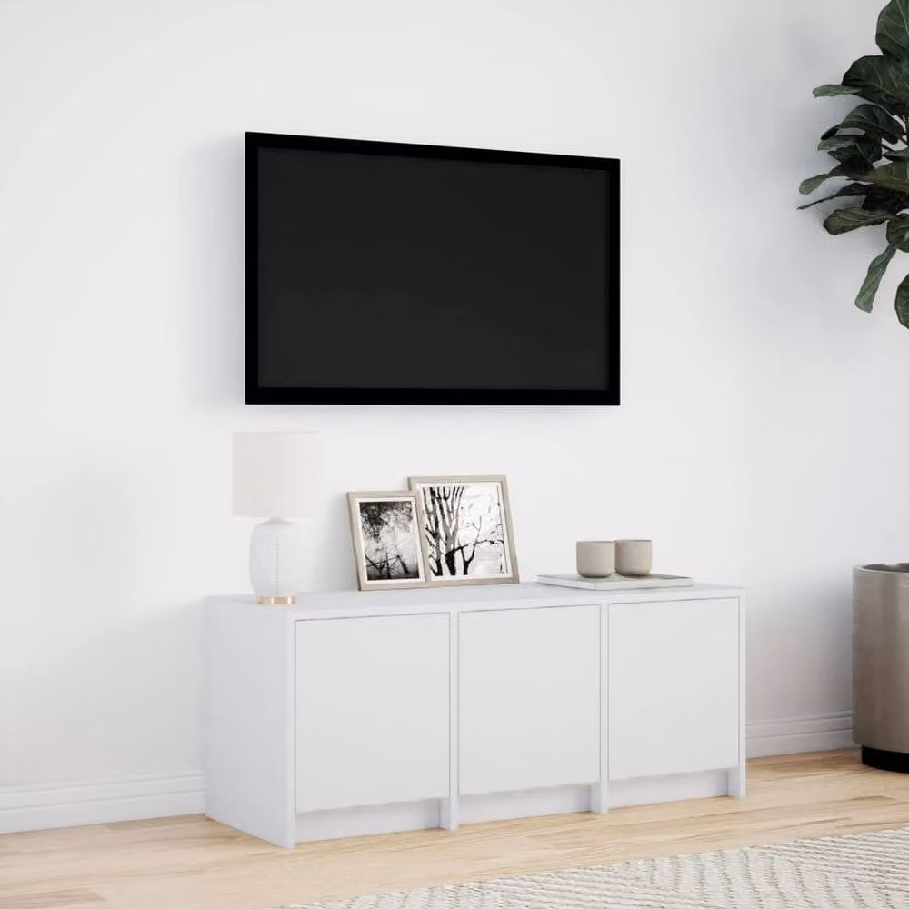 Berkfield Home Modern White LED TV Cabinet in MDF, W/D/H: 97 x 40 x 40 cm – 2