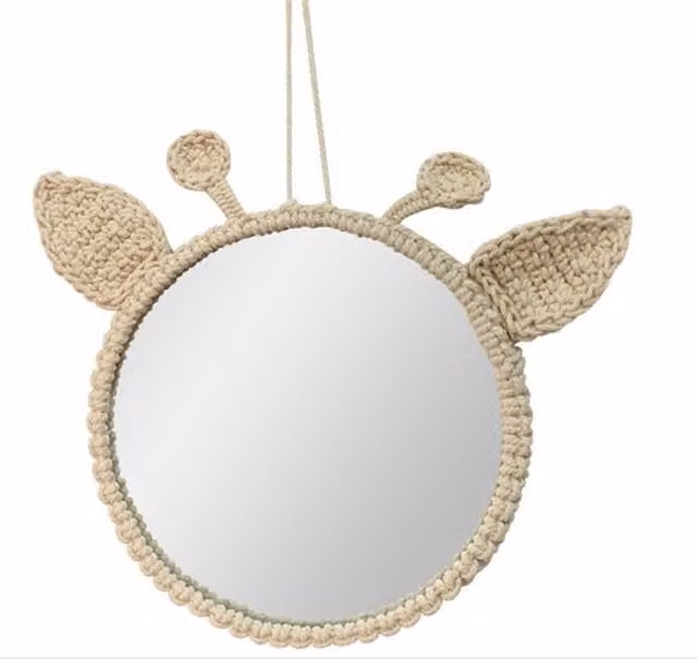 Boho Living Kids Giraffe Hanging Mirror in Beige