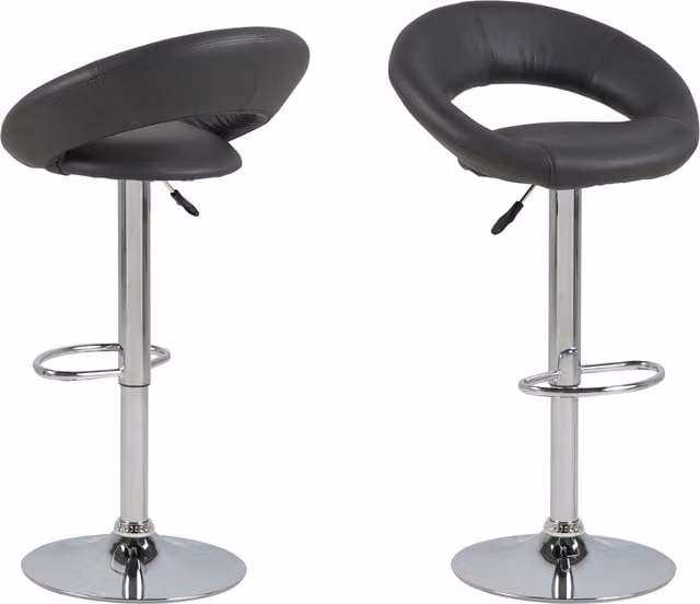 Furniture To Go Plump Swivel Bar Stool with Open Back in Black Synthetic Leather