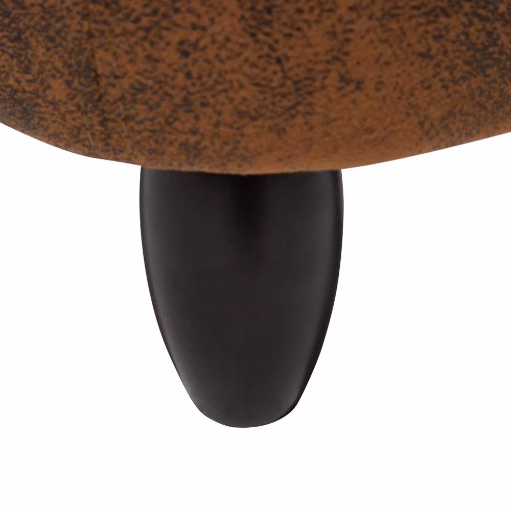 Wyld and Coco Hippo Kids Stool with Storage in Brown Faux Leather and Rubberwood Legs – 6