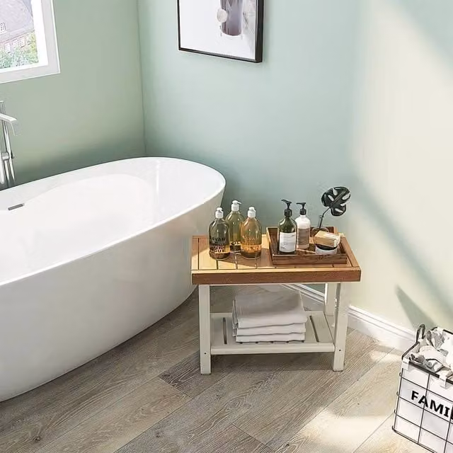 KORVIXA Waterproof HDPE Brown Plastic Bathroom Shower Stool with Non-Slip Surface – 1