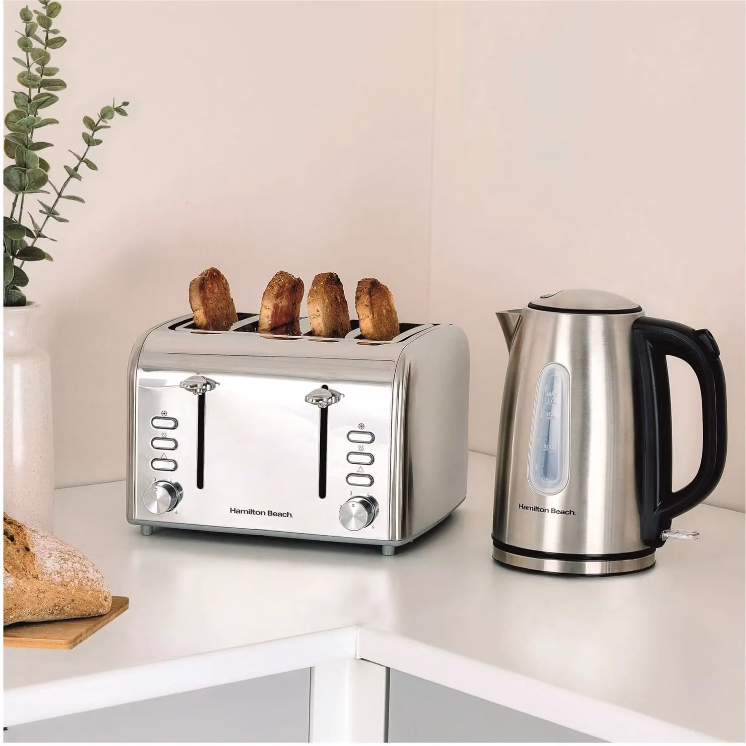 Hamilton Beach Rise Brushed Silver Kettle and 4 Slice Toaster Bundle – 2