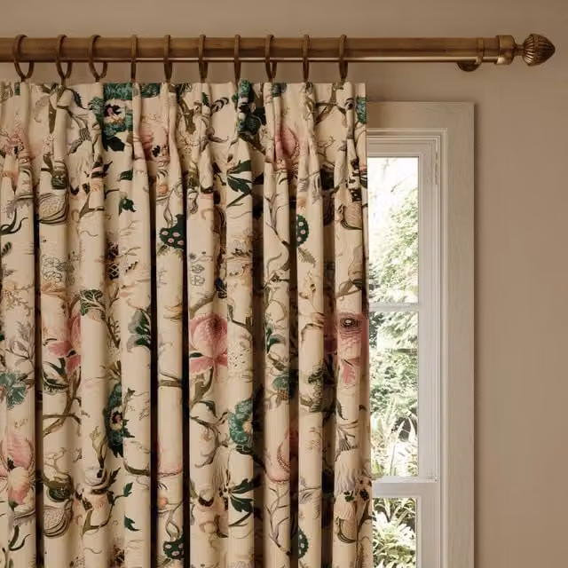 House of Hackney Artemis Cotton Linen Fabric Panel Curtain in White