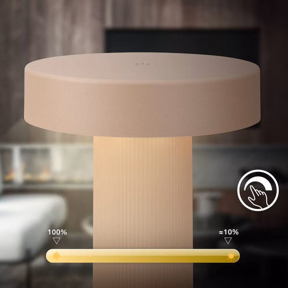 BRILONER Beige Rechargeable Dimmable LED Table Lamp with Touch Control, W/D/H: 16 x 16 x 20 cm – 3