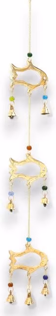KDMK Indian Chimes Fish Drop 7 Bells Hanging Metal Pendant in Gold and Yellow