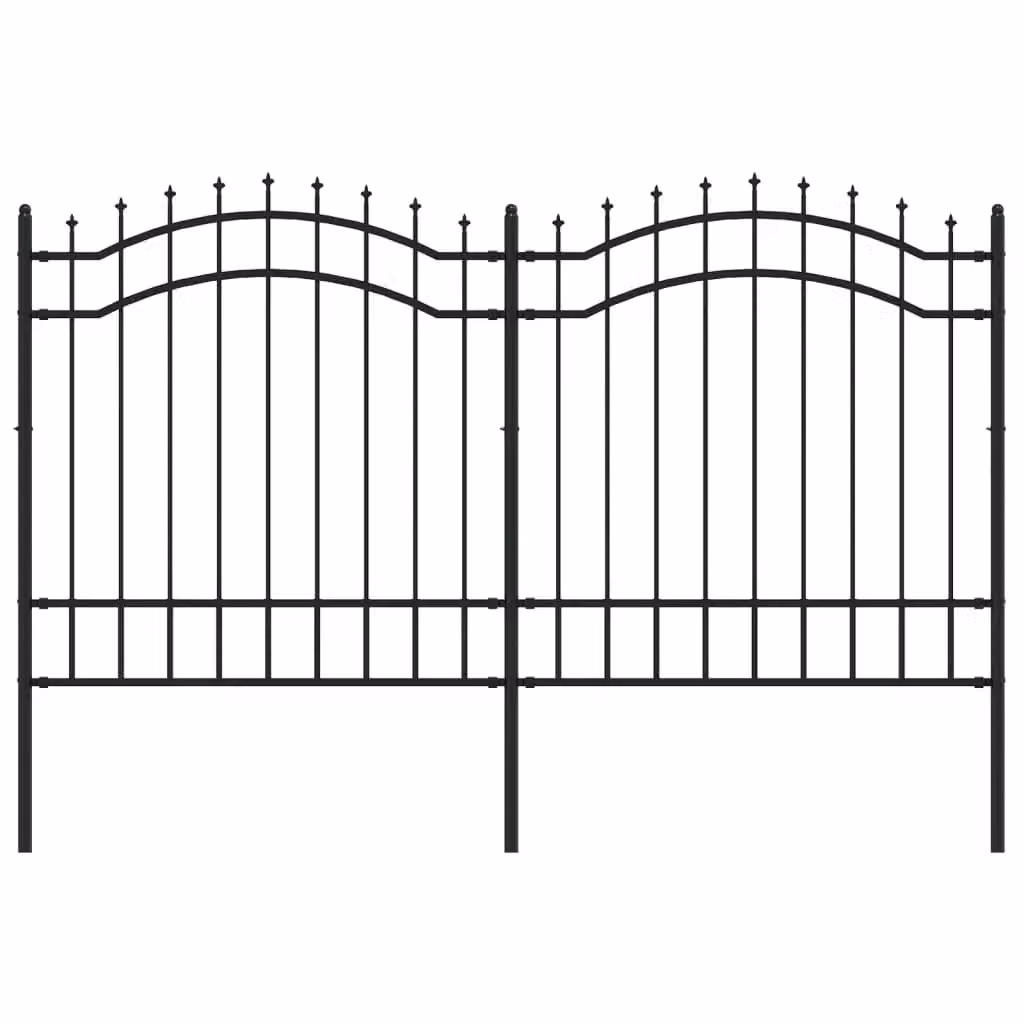 Berkfield Home Garden Fence with Spear Top in Black Powder-coated Steel, Height: 165 cm – 2