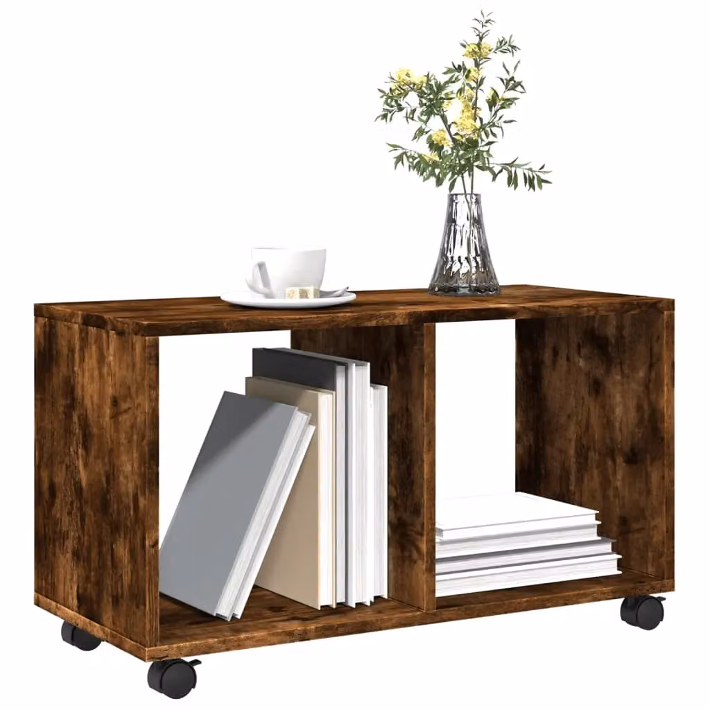 vidaXL Rolling Cabinet in Smoked Oak, Brown, W/D/H: 72 x 33 x 42.5 cm – 4