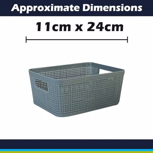 VFM e-Store Basketweave Storage Baskets, 2 Pack, Green, W: 24 cm, H: 11 cm, D: 11 cm – 2