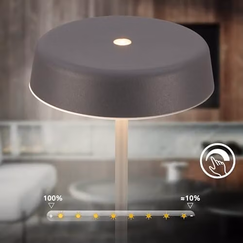 Briloner Rechargeable LED Table Lamp with Touch Dimming, IP44 Waterproof, Warm White Light, Anthracite, H 36.5 cm x W 13 cm x D 13 cm – 5