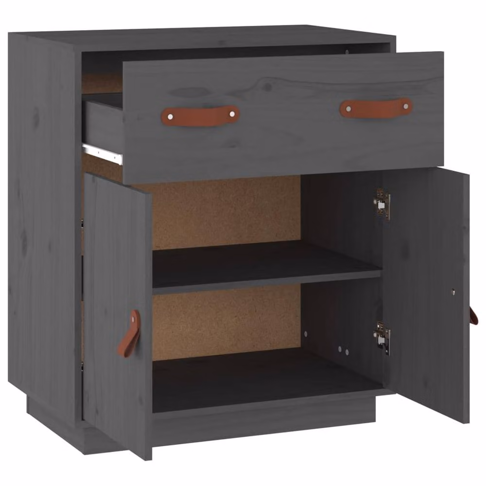 Berkfield Home Grey Solid Wood Pine Sideboard W/D/H: 65.5 x 40 x 75 cm – 3