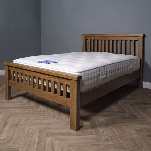 Elm Home And Garden Rustic Solid Oak Double Bed Frame, Brown, W/D/H: 140 x 200 cm