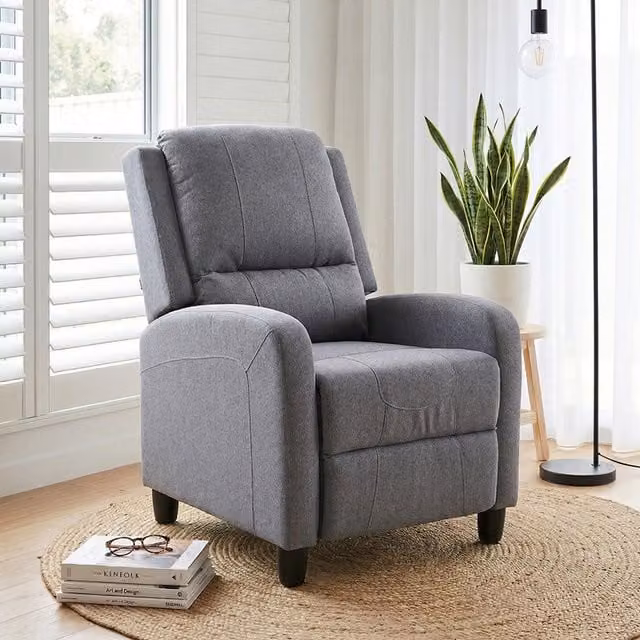 Livingandhome Grey Fabric Single Recliner Sofa Chair