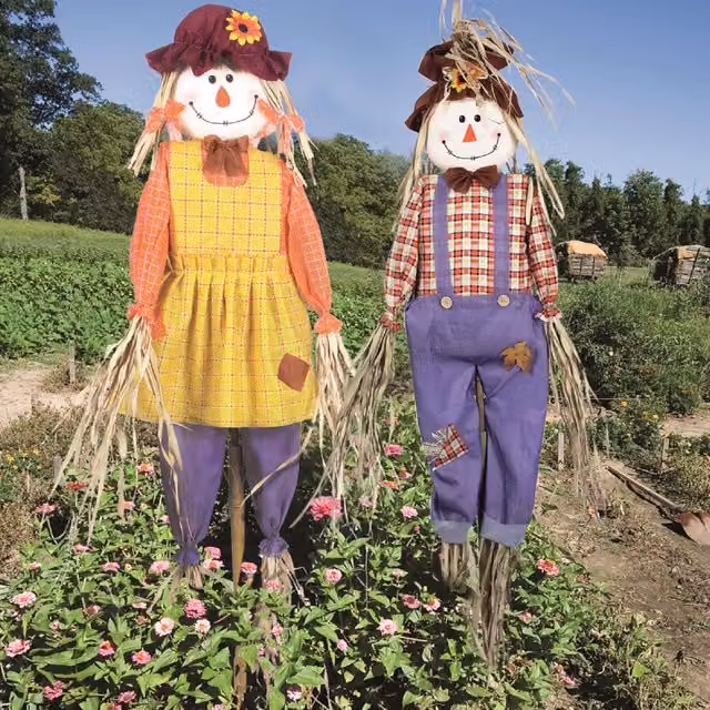 Garden Gear Twin Pack of Yellow Human-Shaped Garden Scarecrows, Height: 183 cm