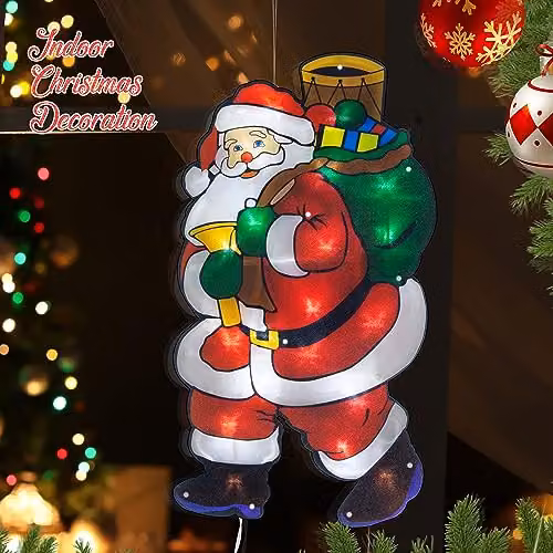 The Christmas Workshop 70370 LED Santa Claus Metallic Silhouette Window Light in White and Multicolour, W 52 cm x H 29 cm – 3