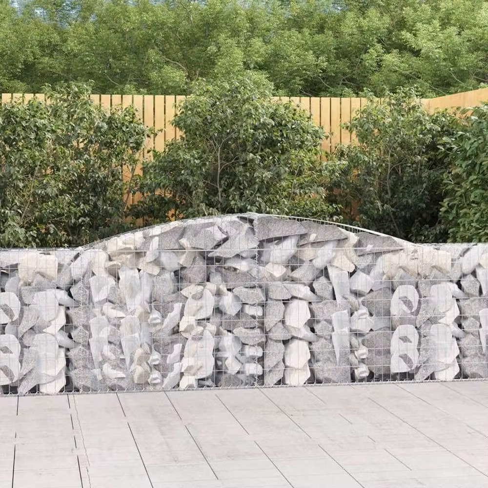 Berkfield Home Arched Gabion Baskets, 5 Piece Set, Silver Galvanised Steel, W/D/H: 400 x 30 x 80/100 cm – 2