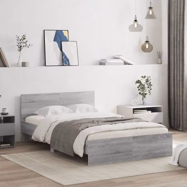 Berkfield Home Small Double Bed Frame in Grey Sonoma, W/D/H: 120 x 190 cm