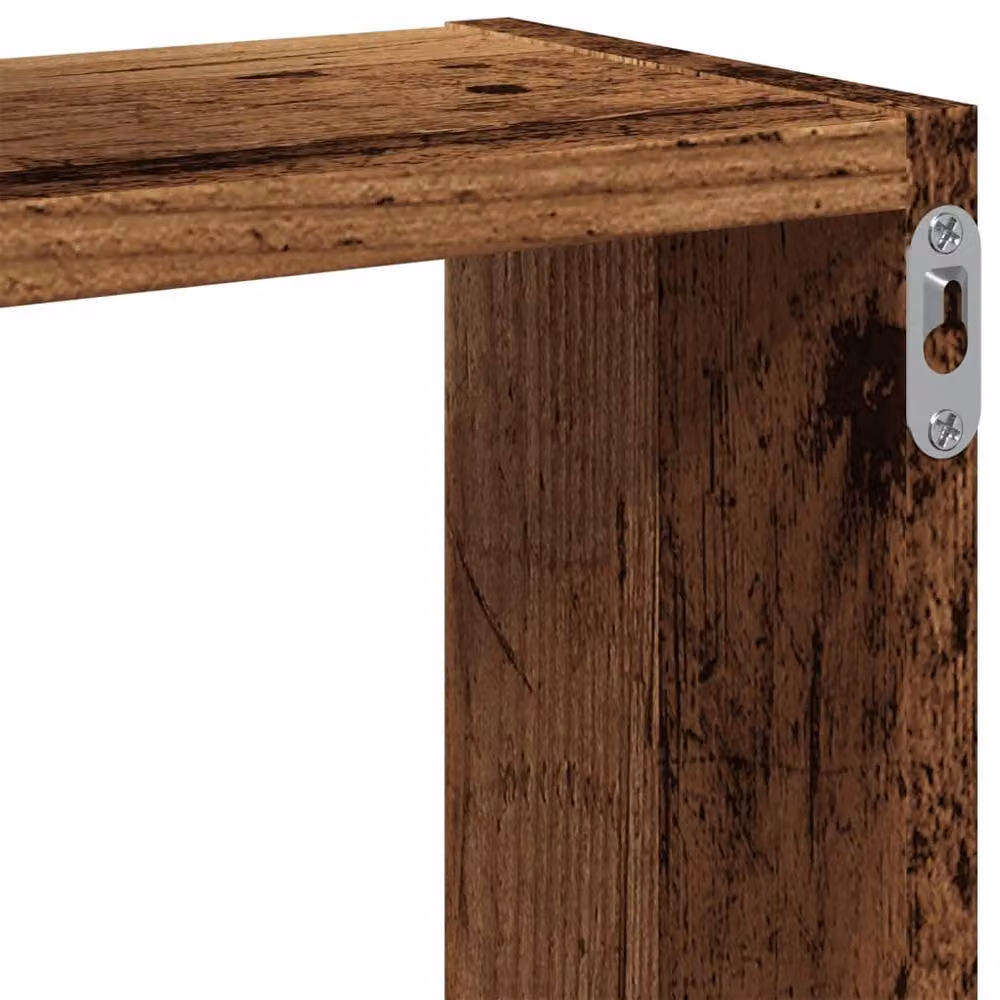 Berkfield Home Wall Cube Shelves in Old Wood Brown, W/D/H: 68 x 15 x 68 cm – 4