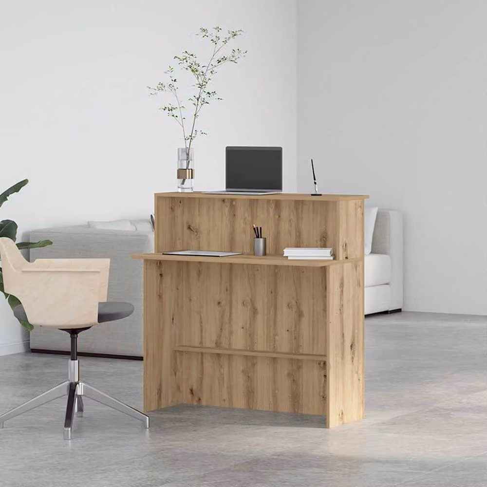 Berkfield Home Artisan Oak Reception Desk in Brown, W/D/H: 100 x 50 x 103.5 cm – 2