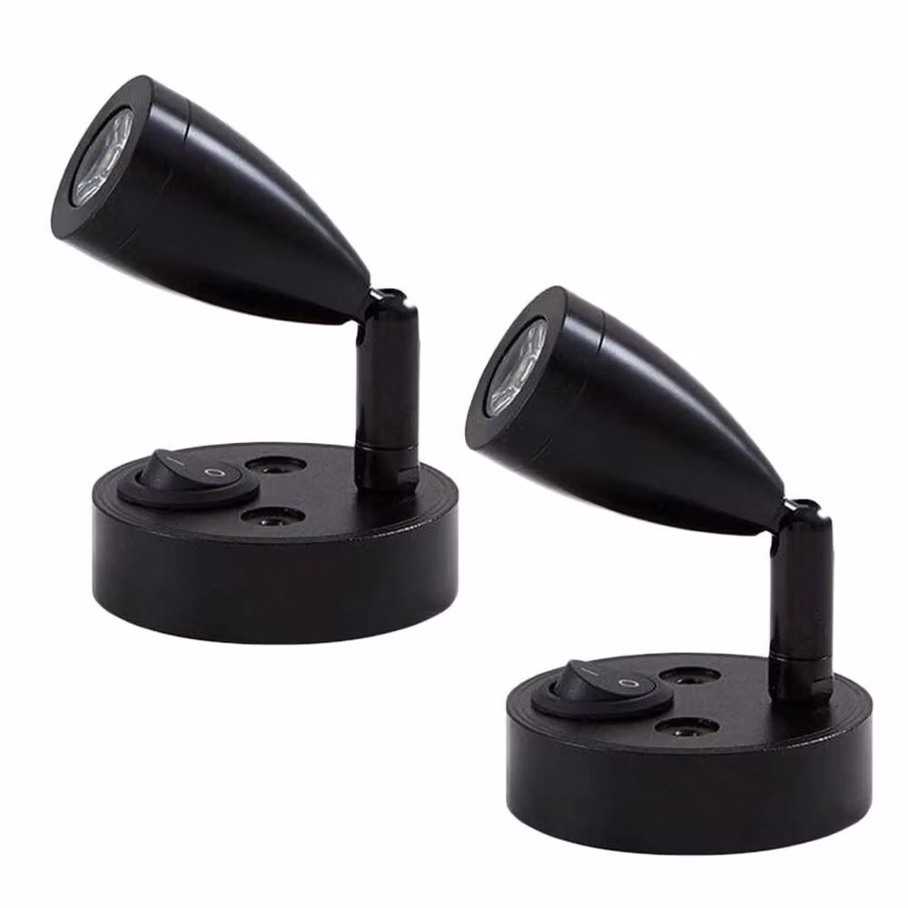 VOGREX 2-Piece Black LED Adjustable Wall Spot Reading Lights – 3