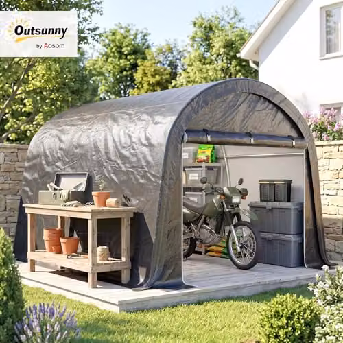 Outsunny Heavy Duty Garden Storage Tent with Double Doors, Grey, W/D/H: 300 x 300 x 235 cm – 2