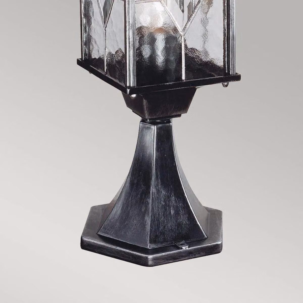 Netlighting Wexford Black and Silver Outdoor Pedestal Lantern IP43 E27 – 3
