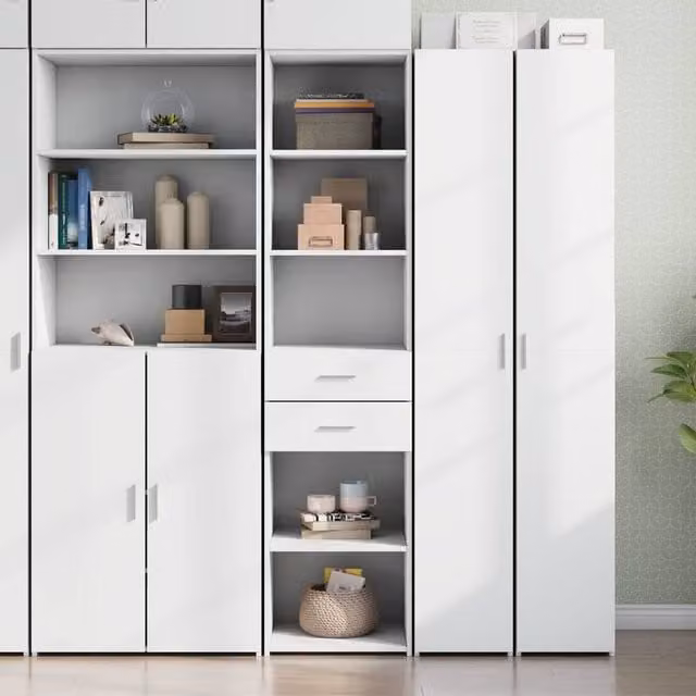 Berkfield Home Modern White Matt Highboard W/D/H: 45 x 42.5 x 185 cm