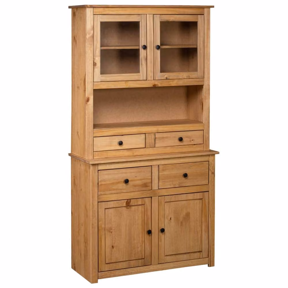 Berkfield Home Panama Range Solid Pine Highboard in Brown, W/D/H: 93 x 40.5 x 180 cm – 2