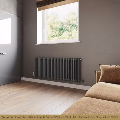 UK Radiators Alpha Anthracite 3 Column Horizontal Traditional Cast-Iron Style Steel Radiator with Feet, W: 1355 mm, H: 600 mm – 3
