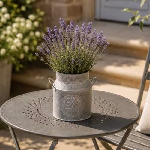 YouGarden Metal Milk Churn Planter Tub in Grey, W/D/H: 14.5 x 14.5 x 23.0 cm – 2