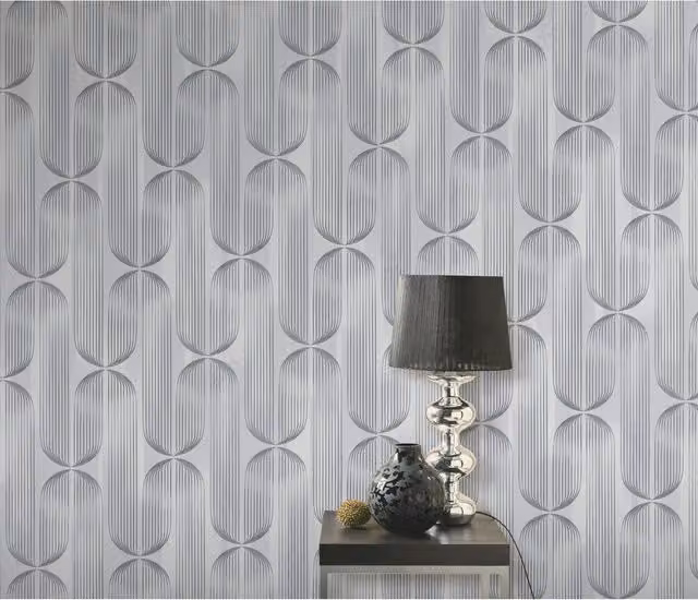 Erismann Orbit Lines Embossed Abstract Geometric Vinyl Wallpaper in Taupe and Green