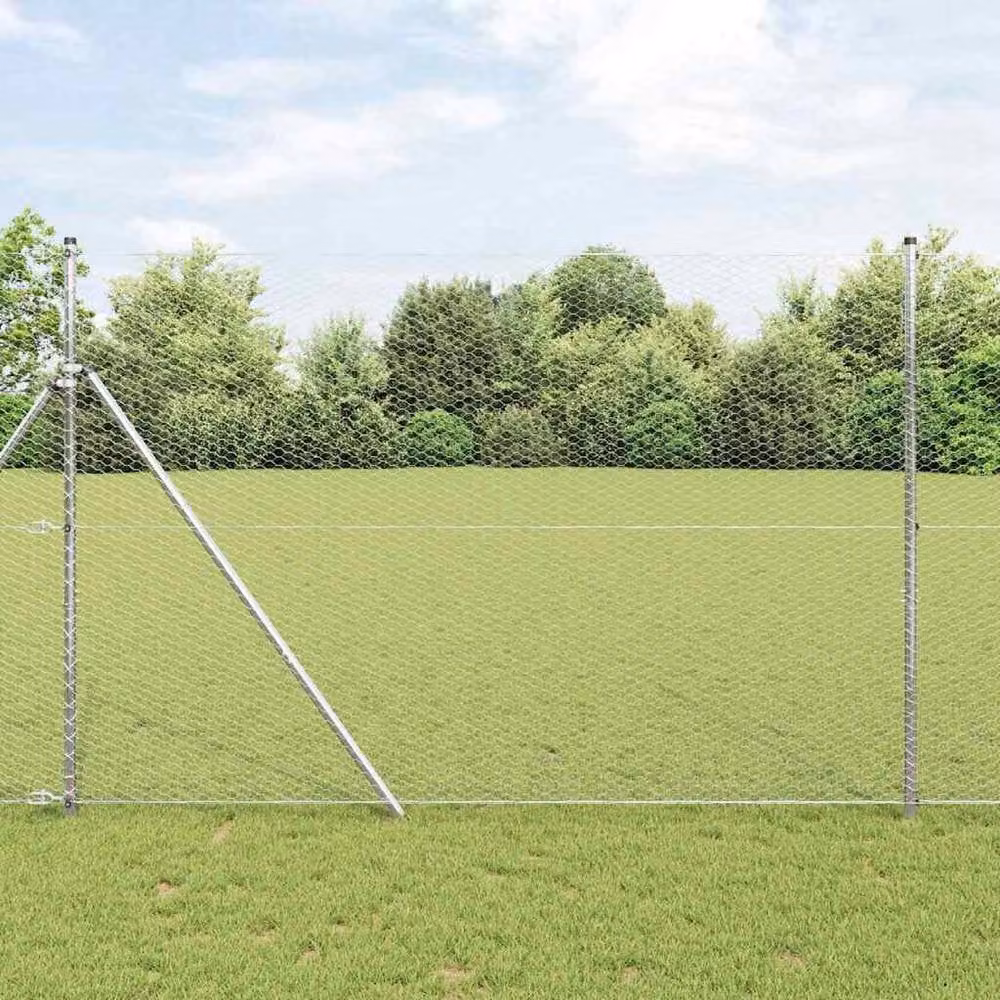 Berkfield Home Hexagon Fence in Silver Galvanised Steel, H: 160 cm x L: 50 m – 1