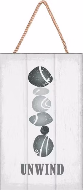 Orsina Spa Wooden Wall Plaque with Typography in a Rustic Grey, Multicolour and White Finish – 1