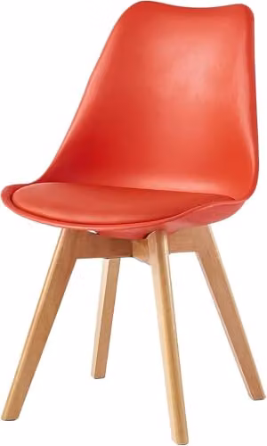 MCC Direct Set of 6 Red Eva Dining Chairs with Wooden Legs and Synthetic Leather Cushions – 2