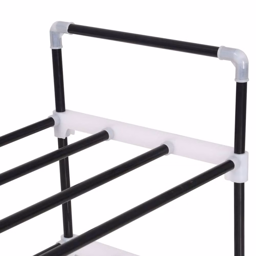 Berkfield Home 7-Shelf Freestanding Shoe Rack in Black Metal and Plastic – 3