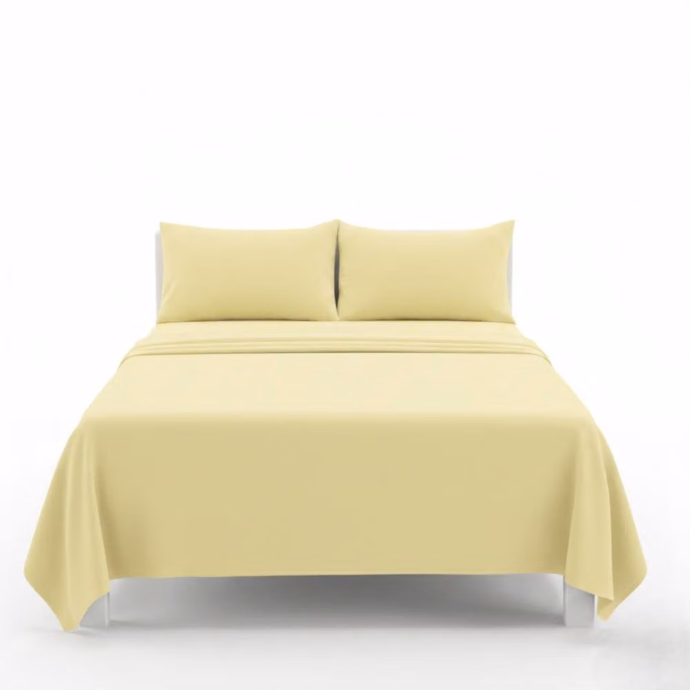 Snug City Easy Care Polycotton Flat Bed Sheet in Yellow, Super King – 2