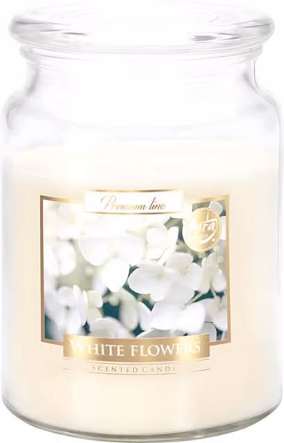 SolaDirect White Flowers Scented Candle in Glass Jar, 18oz, Floral Fragrance with 100 Hour Burn Time