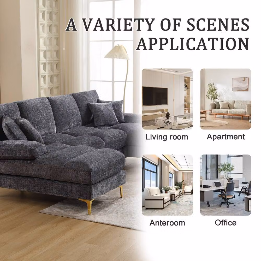 Direct Wicker Modular U-Shaped Sectional Sofa with Double Chaise in Dark Grey – 5