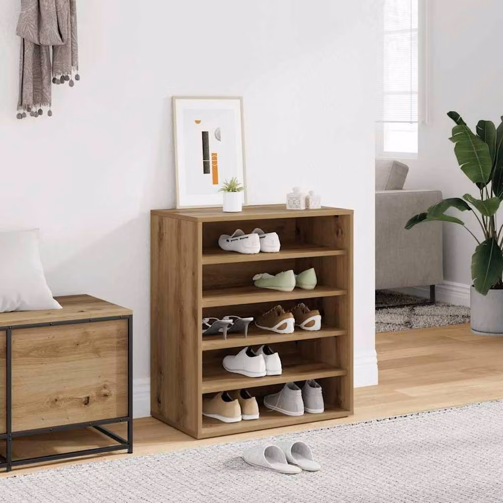 Berkfield Home Artisan Oak Shoe Cabinet in Brown, W/D/H: 60 x 35 x 70 cm – 2