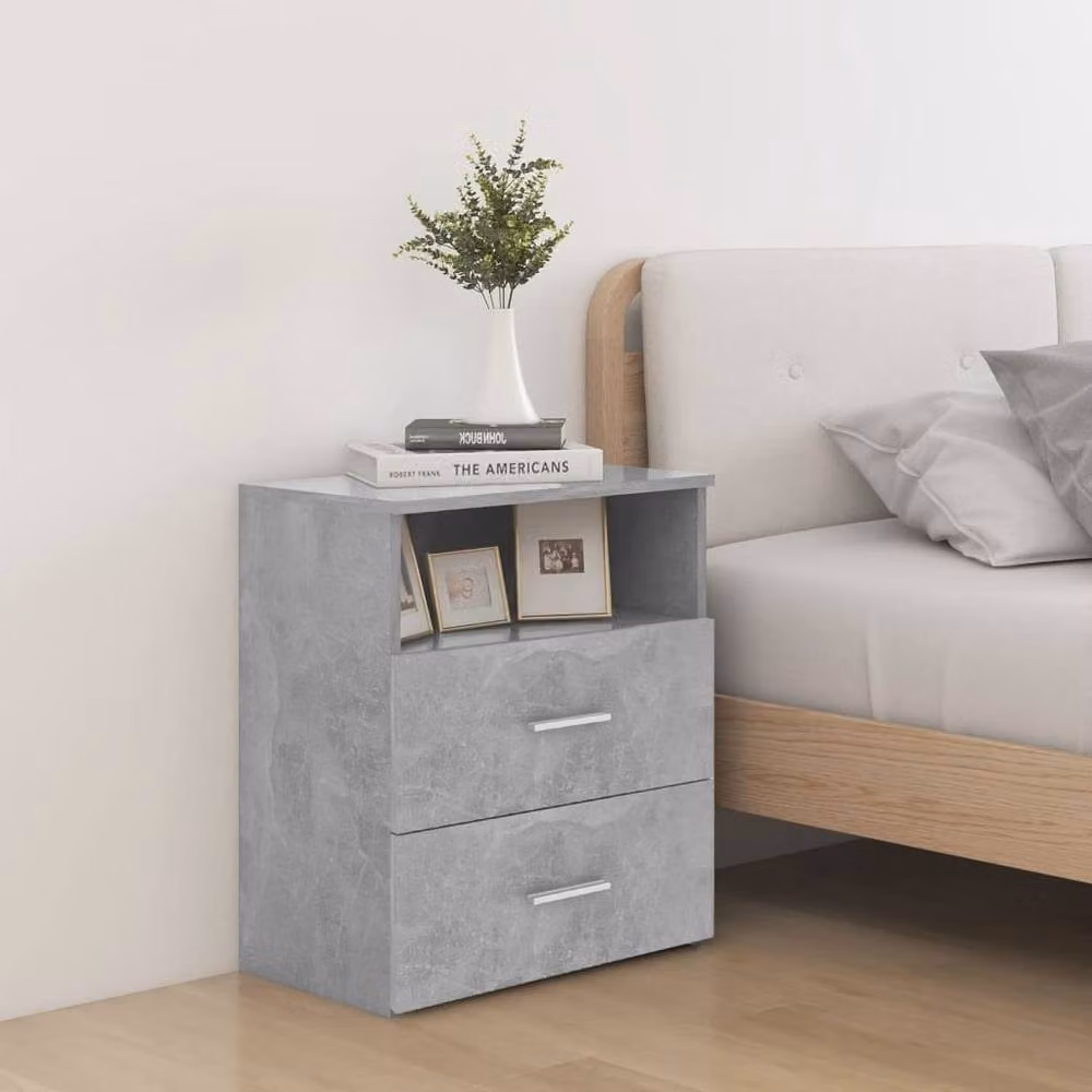 Berkfield Home Bed Cabinet in Concrete Grey, W: 50 cm, D: 32 cm, H: 60 cm – 2
