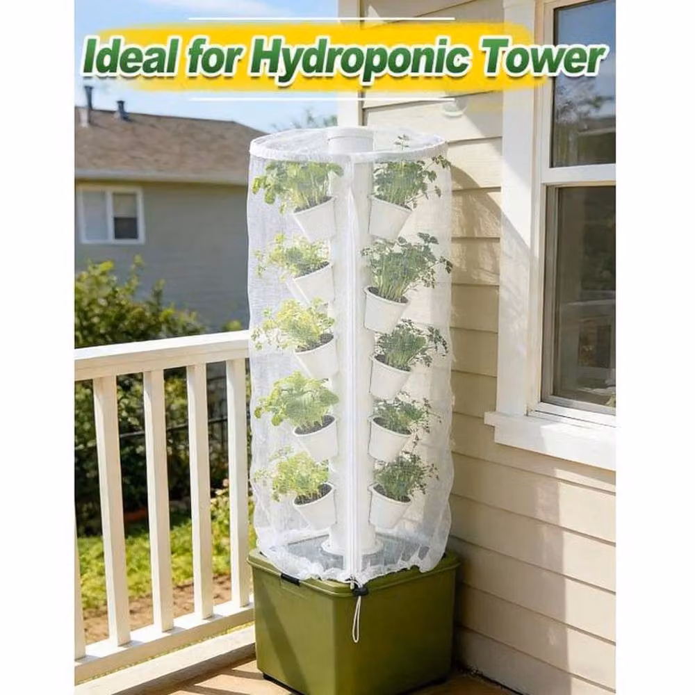 EONLION White Vertical Strawberry Planter and Garden Netting for Vegetable and Herb Gardens, W: 0.5 m, H: 1 m – 3