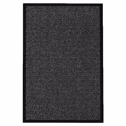 KAV Non-Slip Washable Black Door Mat, W: 60 cm, D: 180 cm